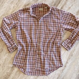 L.L. Bean Brown Plaid Brushed Cotton Button Down Shirt